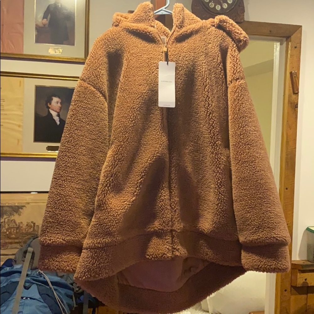 Alo Norte Faux Fur Hooded Coat Henna Large New